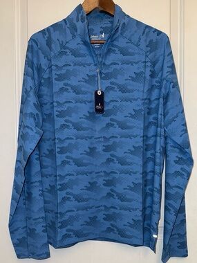 johnnie-O NWT "Talbert" Performance Quarter-Zip in Barrels Blue Digital Camo